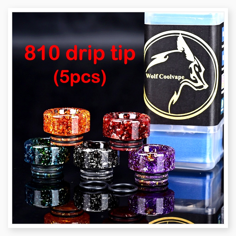 Drip Tip Resin - 5 boquillas Wolfcoolvape 810, material de